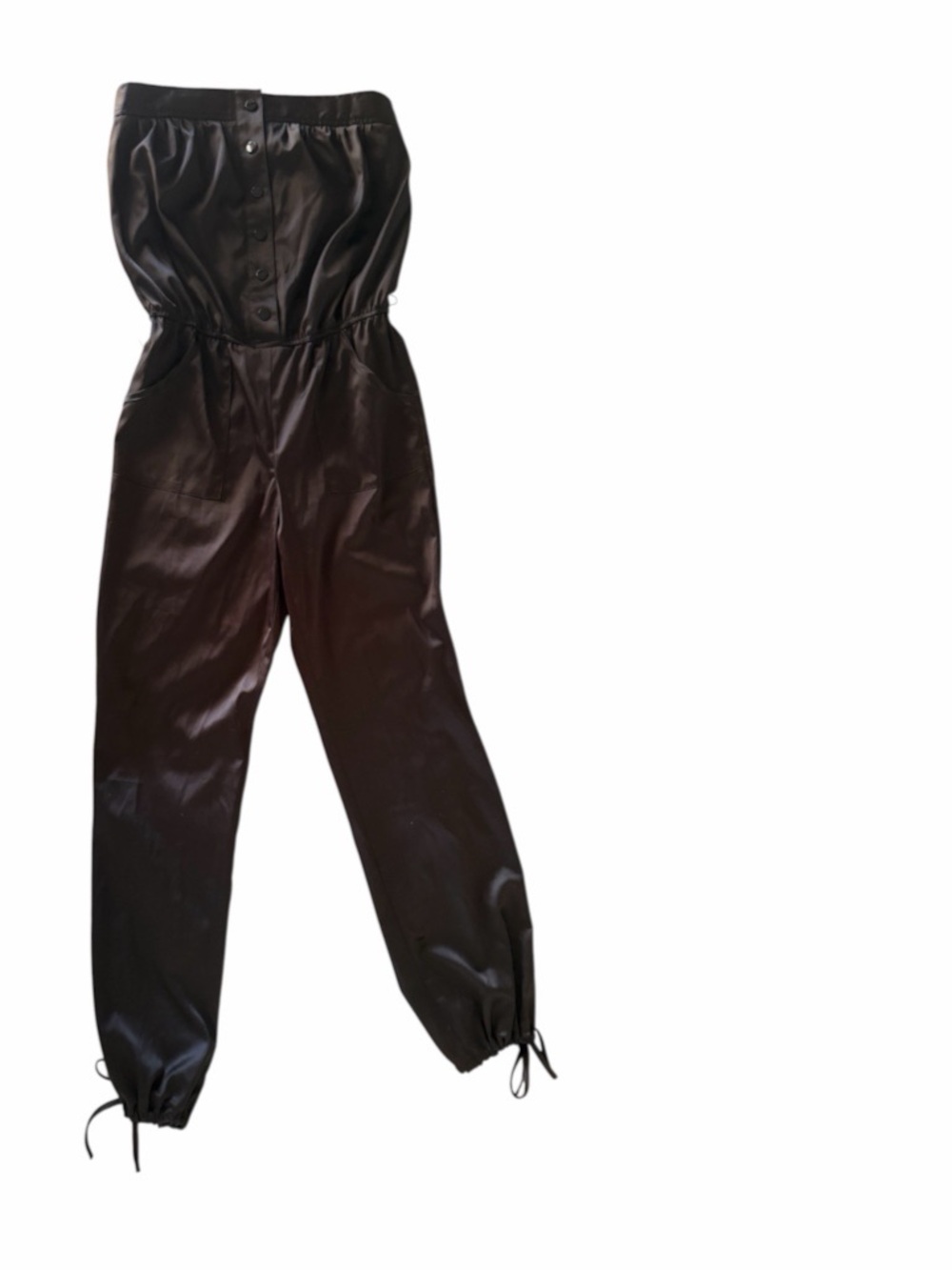 Black Strapless Satin Jumpsuit